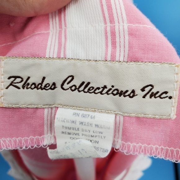 Vintage Rhodes Collection pink and white candy-striped day dress early 80s style - Picture 4 of 13